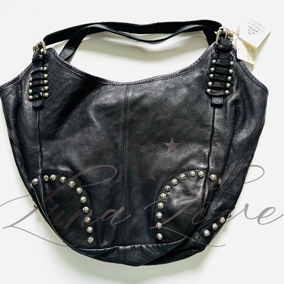 FREE PEOPLE Bushwick Leather Studded Tote In Black NWT - Picture 7 of 10